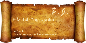 Páhány Janka névjegykártya